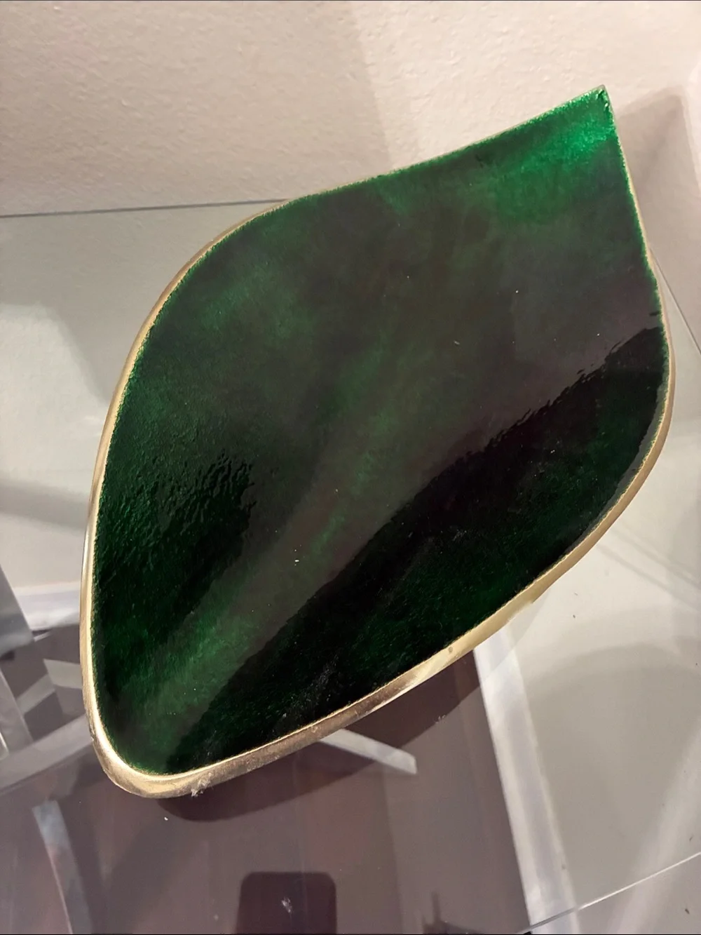 Decorative Green Leaf Accent Tray - Unbranded